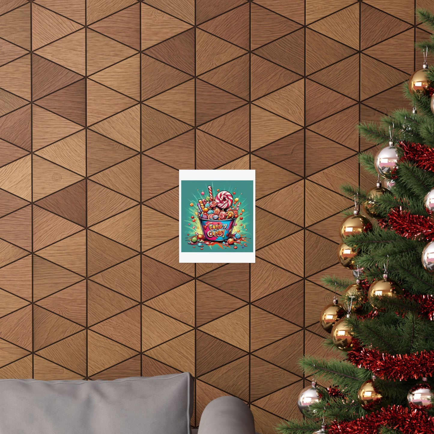 Holiday Candy Bucket Sweets Gift Art Poster