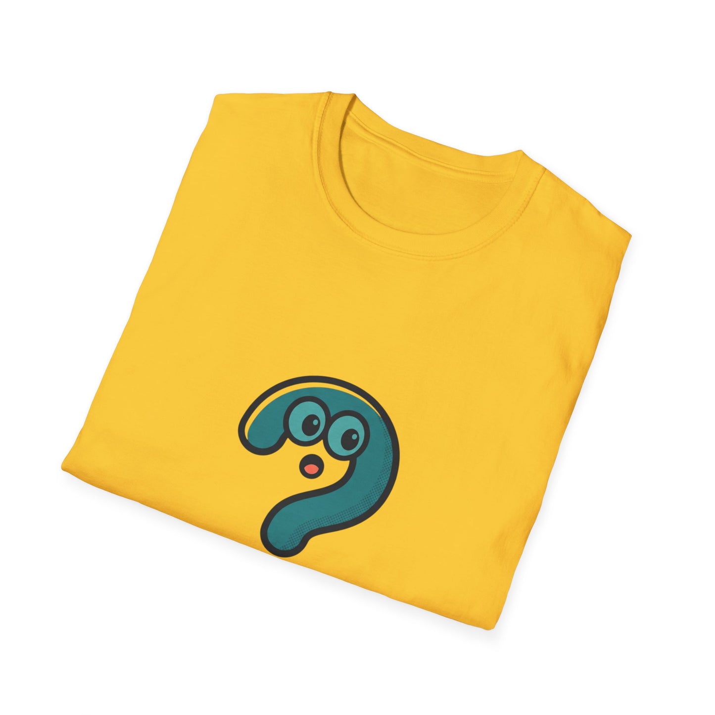 Confused Question Mark Character T-Shirt | Funny “Huh?” Cartoon Graphic Tee, Silly Expression Humor Shirt
