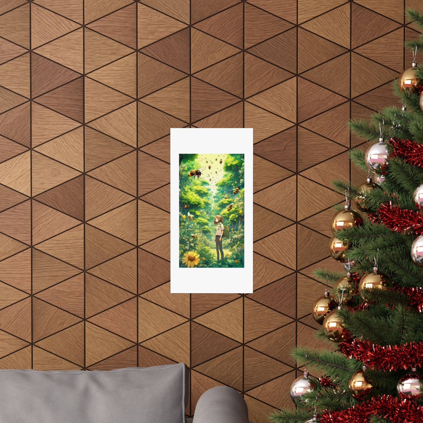 Bee Garden Explorer Anime Nature Art Poster