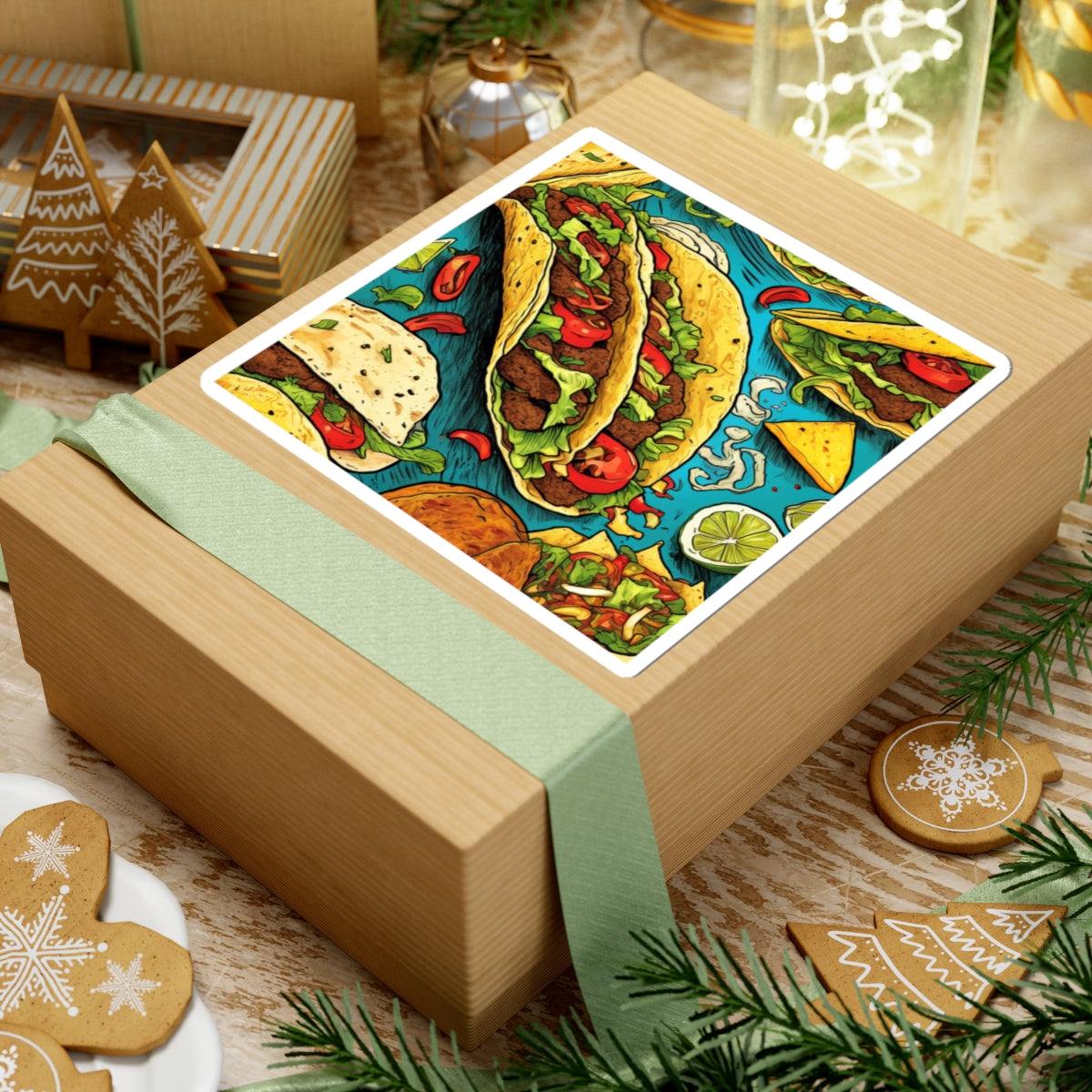 Taco Party Pattern Foodie Gift Art Sticker