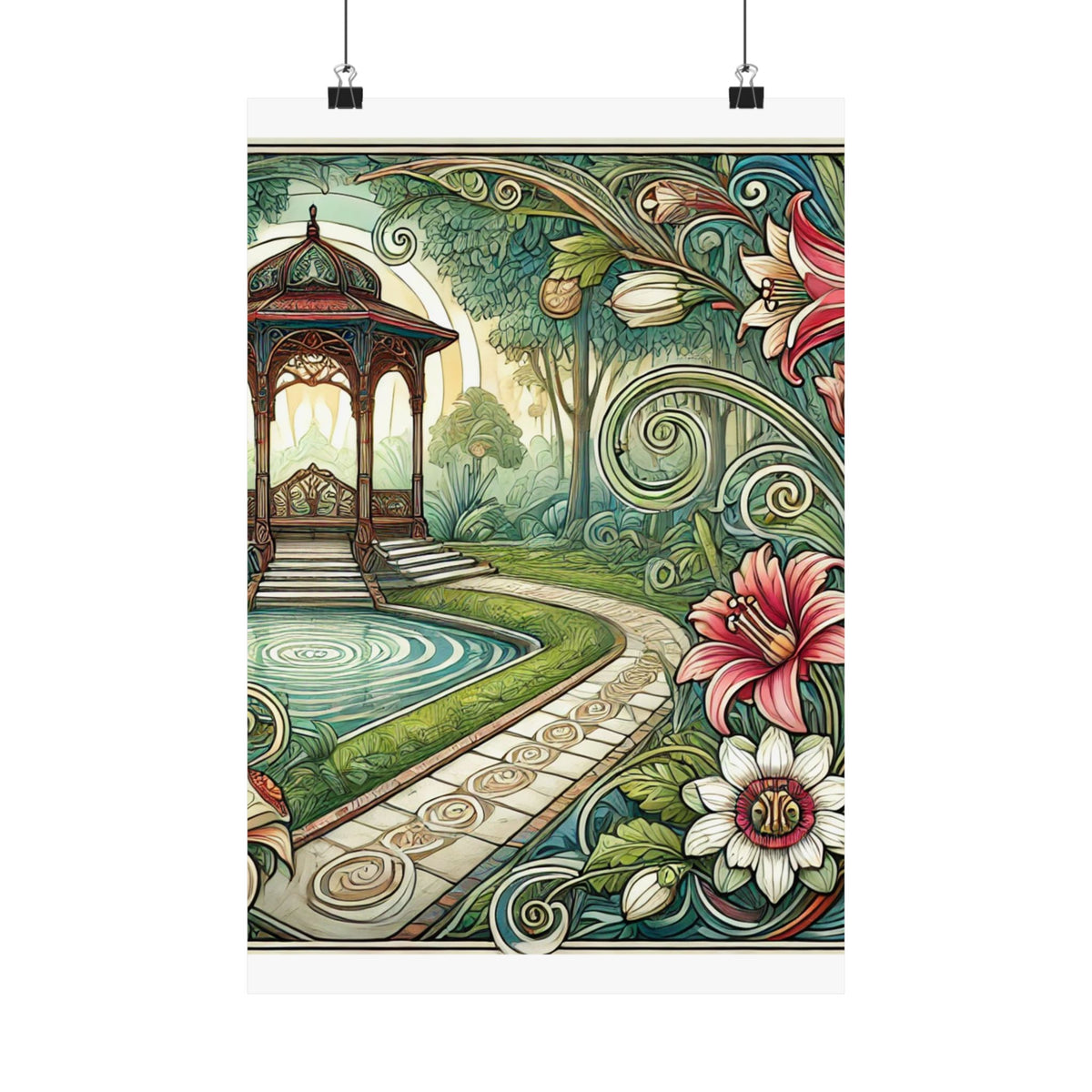 Botanical Gazebo Garden Art Nouveau Wall Art Poster