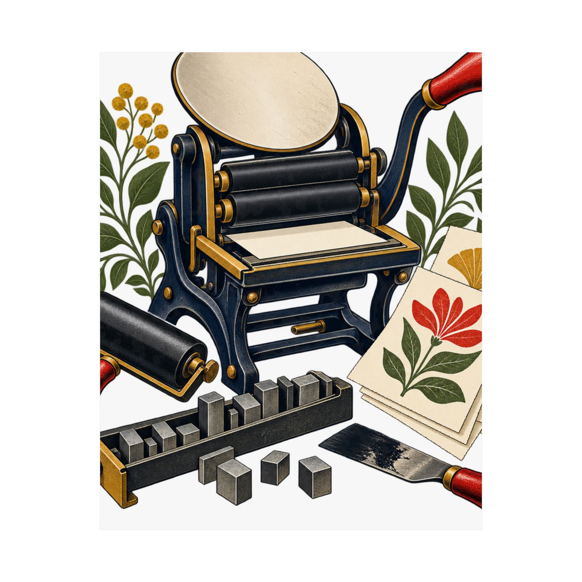 Botanical Letterpress Printshop Poster
