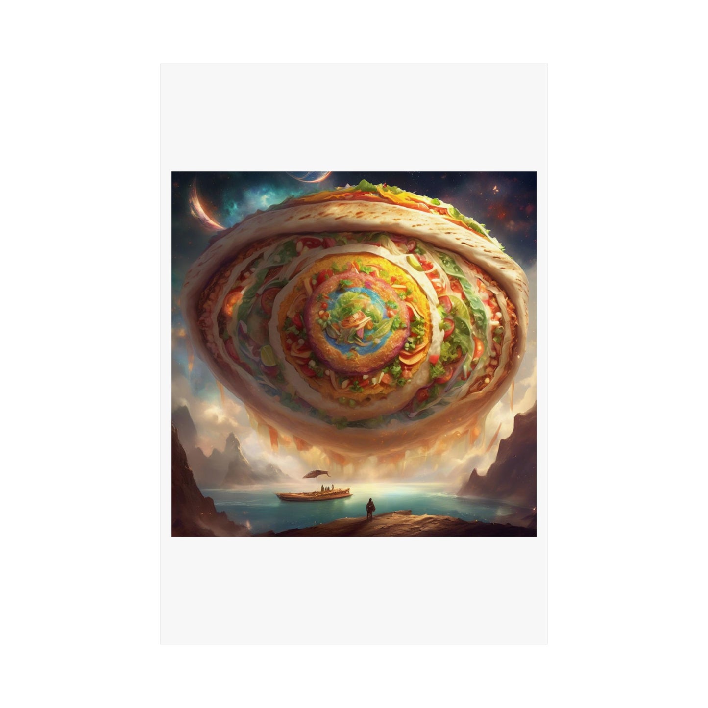 Cosmic Taco Portal Surreal Food Fantasy Art Poster