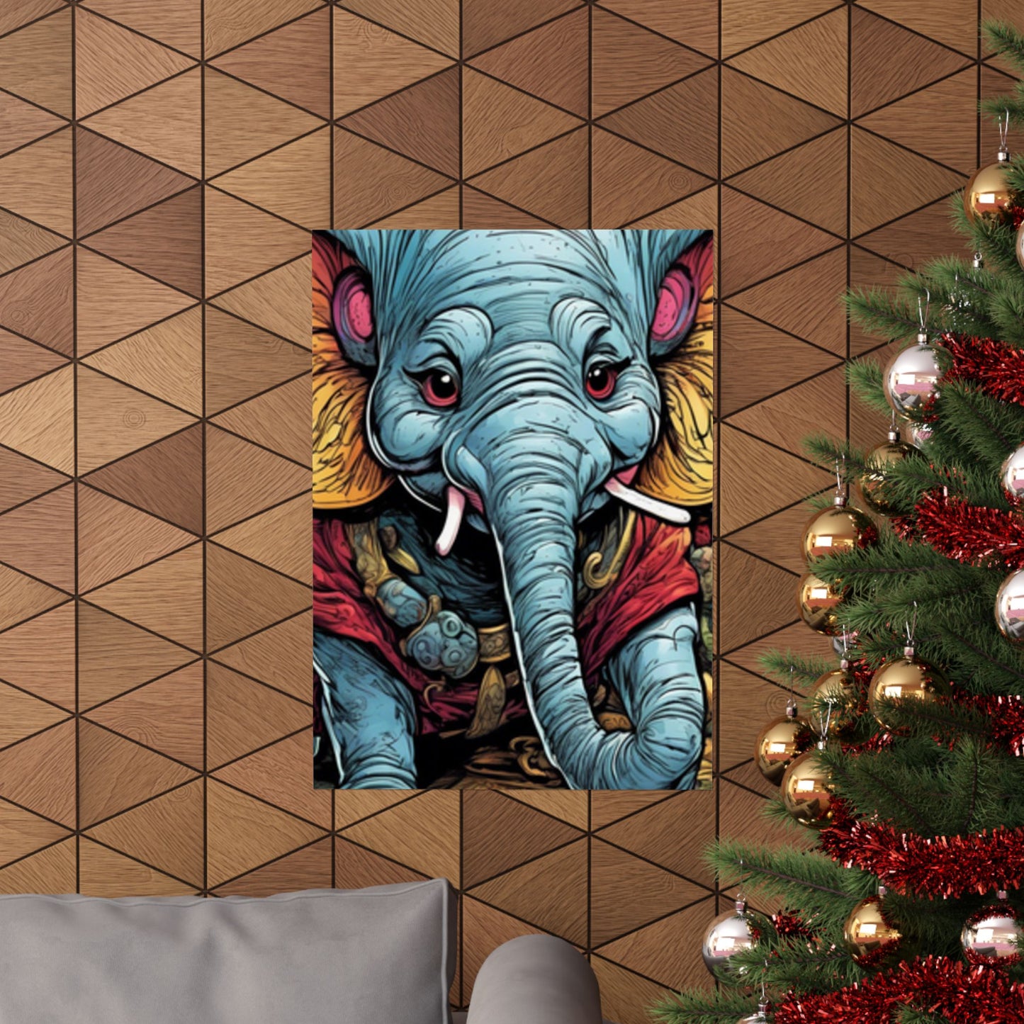 Colorful Elephant Garden Parade Wildlife Wall Art Poster