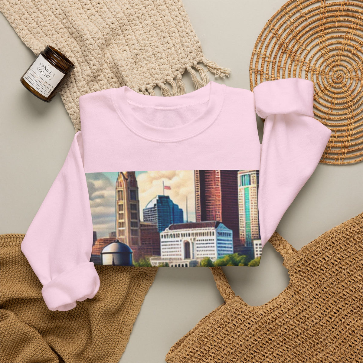 Rural River City Skyline Hometown Landscape Sweatshirt