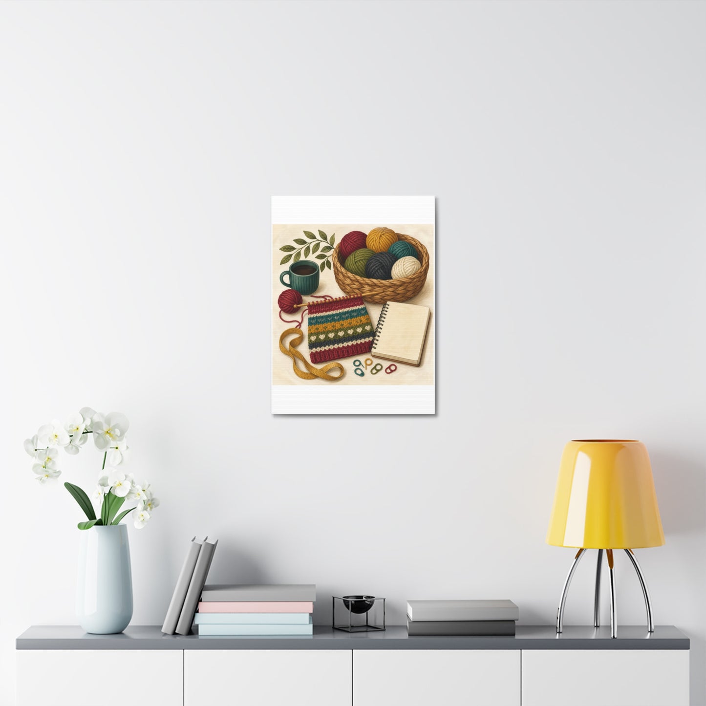 Cozy Knitting and Yarn Hobby Art Canvas Art