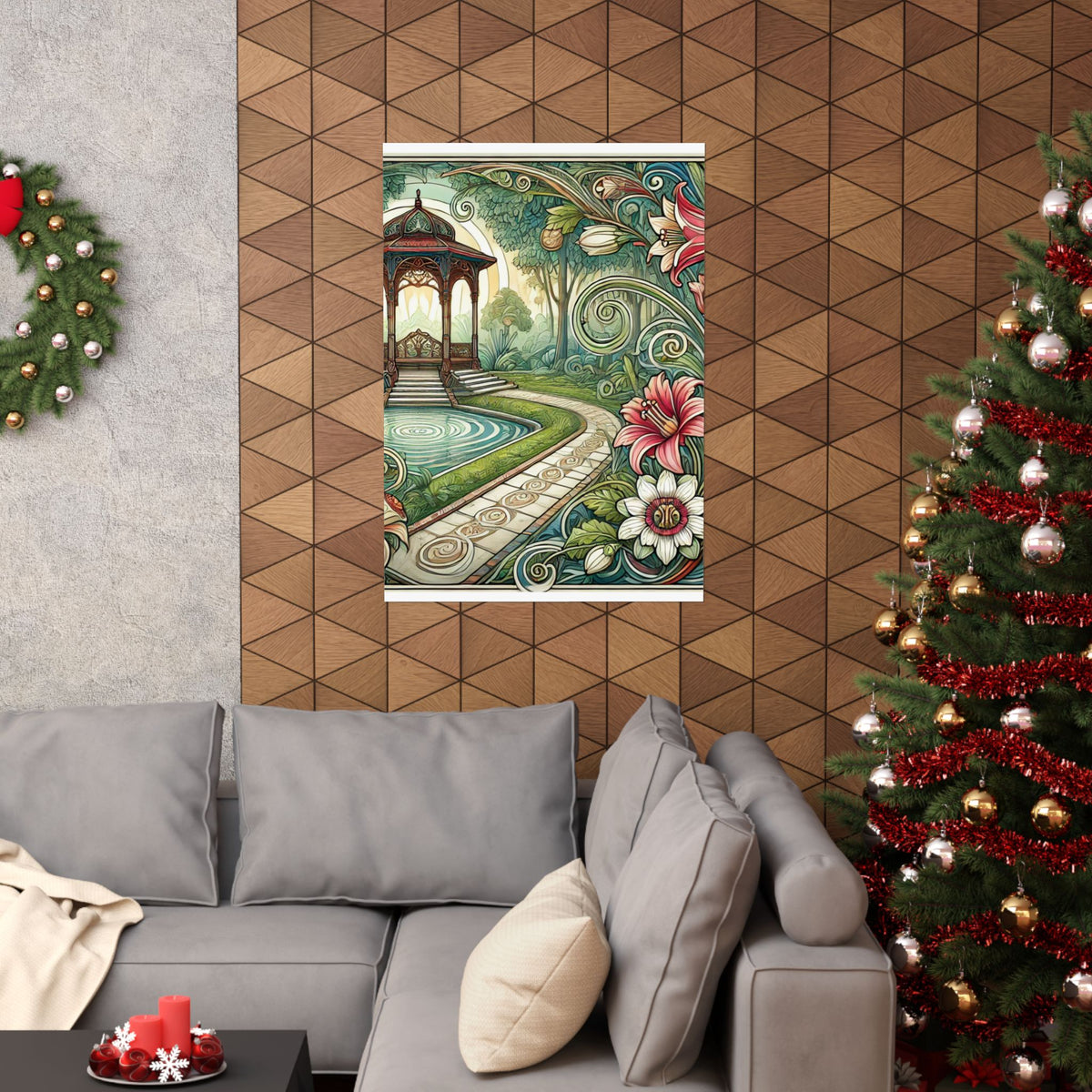 Botanical Gazebo Garden Art Nouveau Wall Art Poster