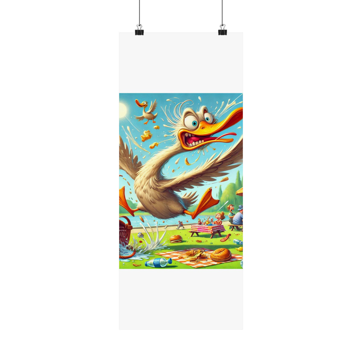 Chaotic Picnic Duck Funny Summer Wall Art Poster