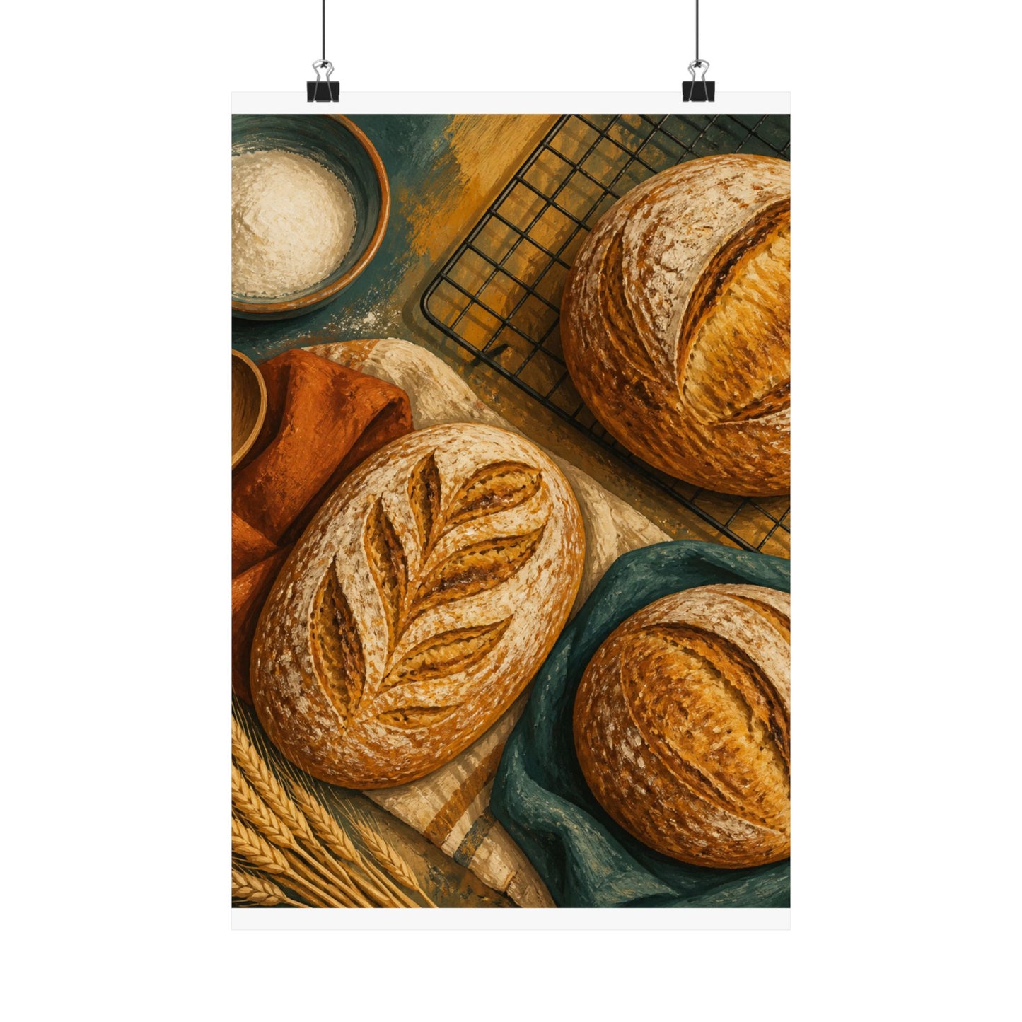 Artisan Bread Baking Still Life Poster