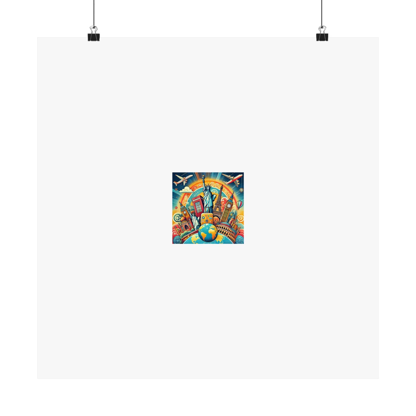 Global Landmark Adventure Collage Colorful Travel Poster