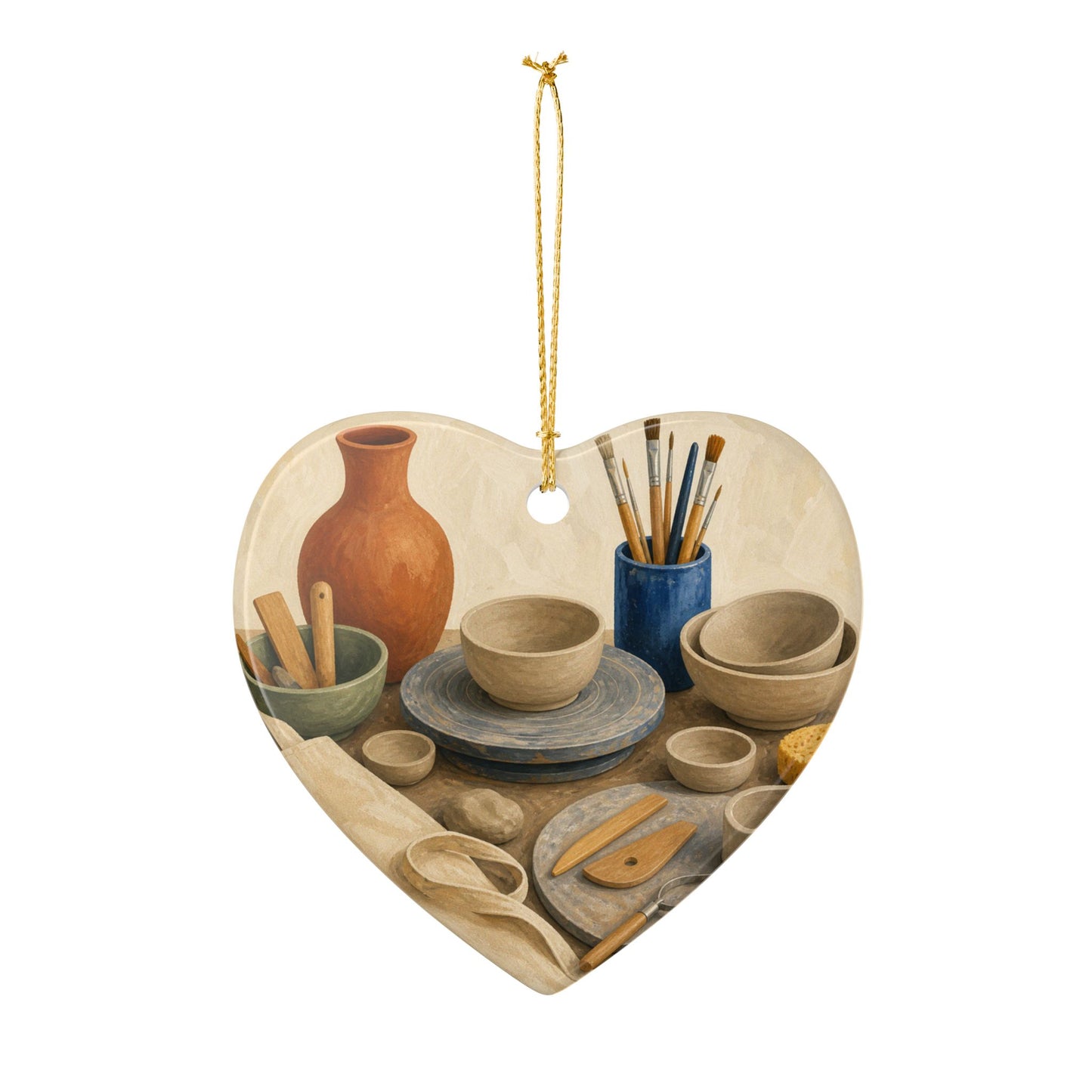 Colorful Pottery Studio Hobby Art Ceramic Ornament, Holiday Keepsake and Gift