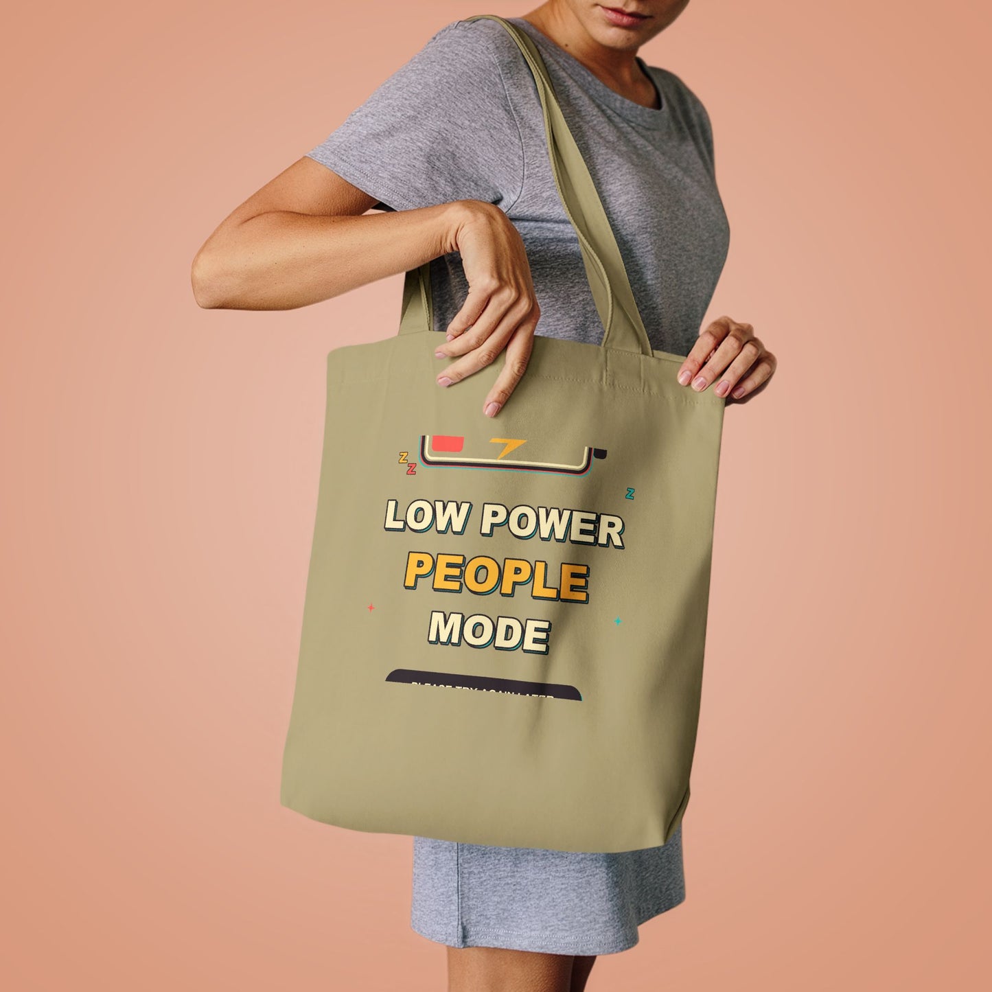 Low Power People Mode Funny Introvert Social Battery Tote Bag