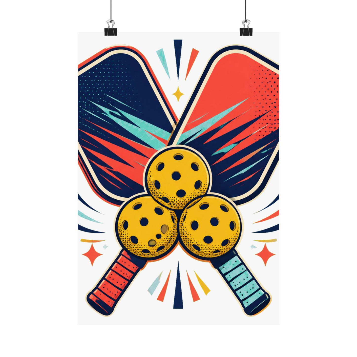 Retro Pickleball Paddles Recreational Sports Art Poster