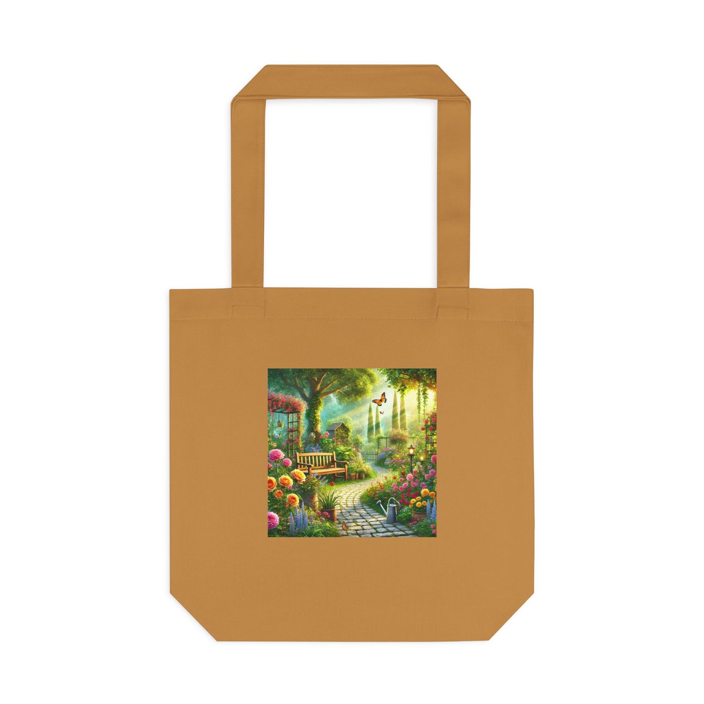 Sunlit Spring Flower Garden Bench Tote Bag