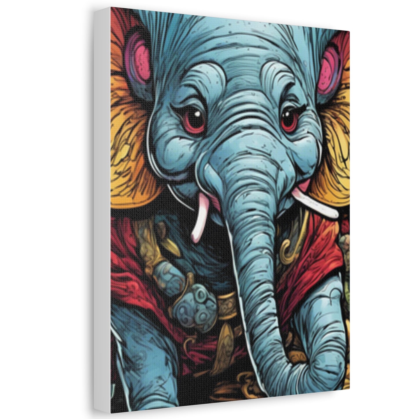 Colorful Elephant Garden Parade Wildlife Canvas Wall Art