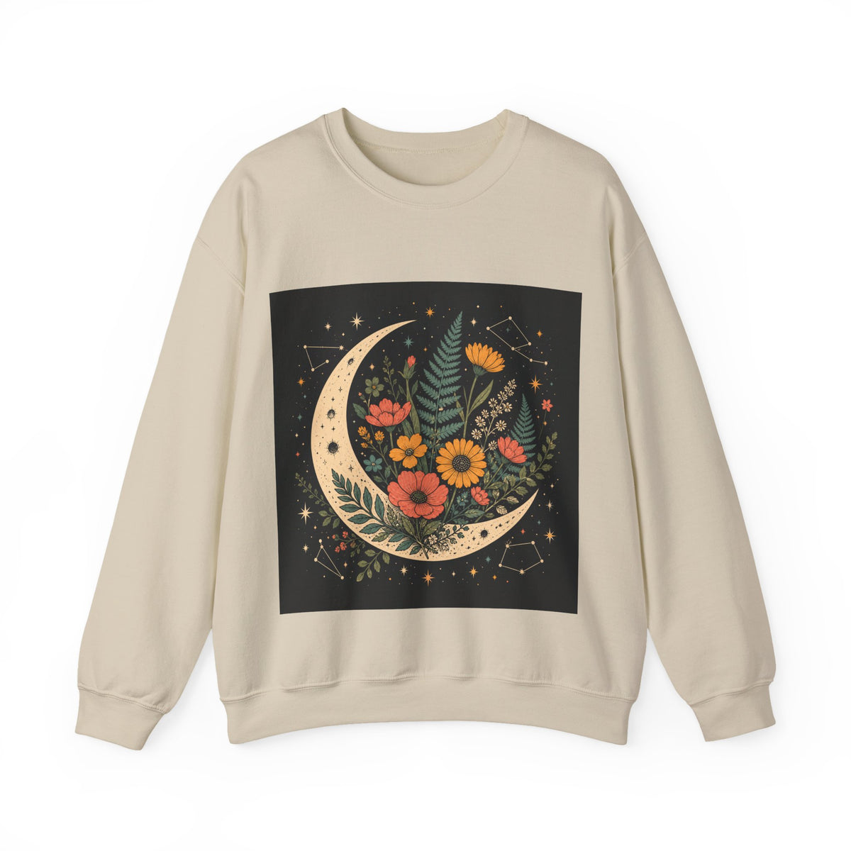 Celestial Wildflower Moon Botanical Art Sweatshirt