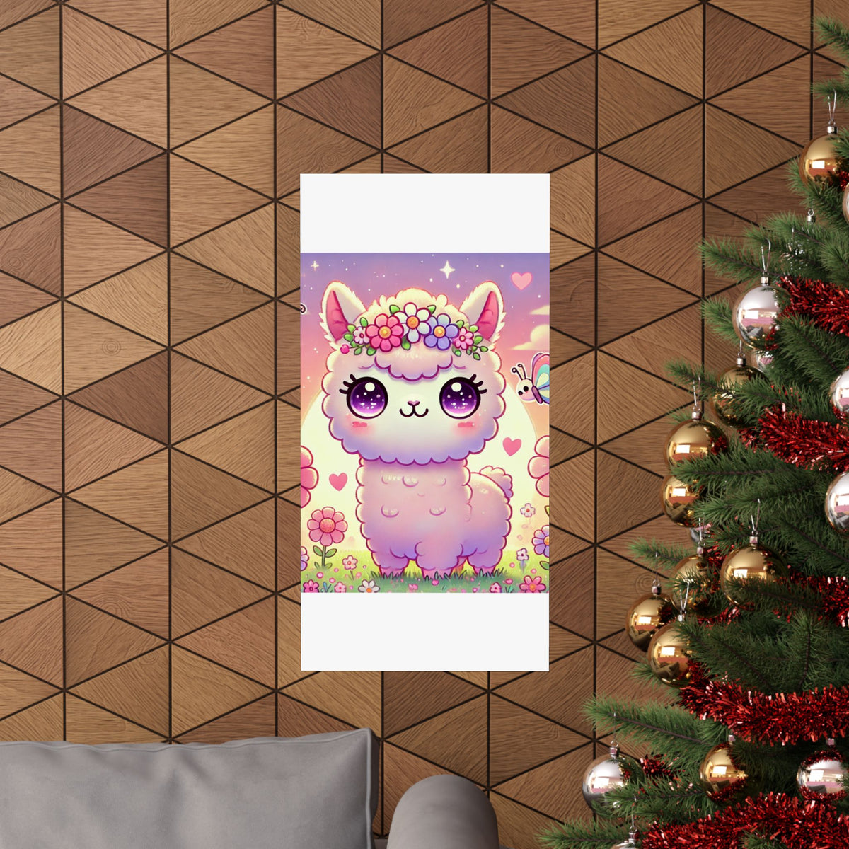 Pastel Floral Alpaca Garden Kawaii Wall Art Poster