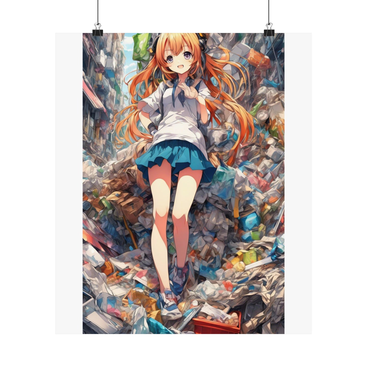 Recycling Rescue Anime Heroine Eco Street Art Poster