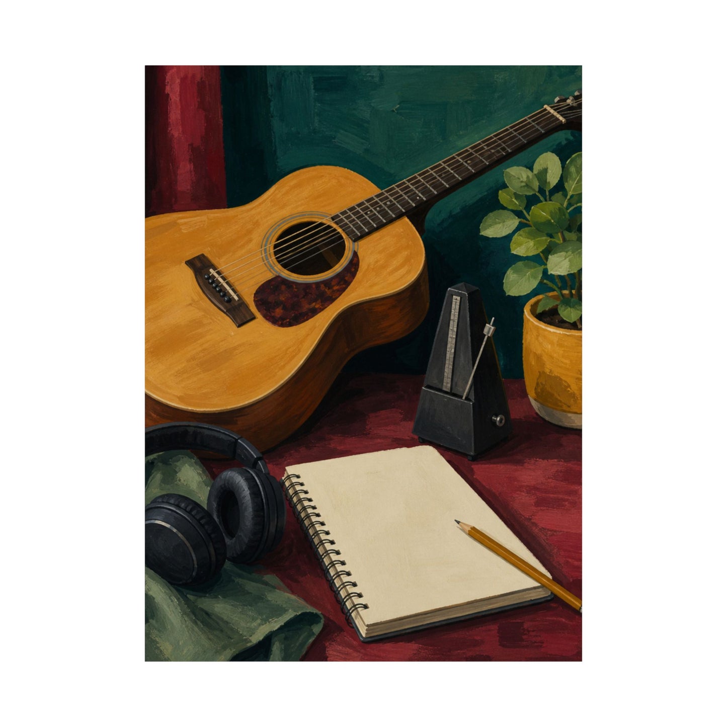 Cozy Acoustic Music Practice Art Poster