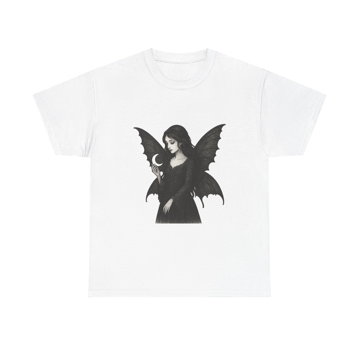 Gothic Fairy Tee, Unisex Cotton T-Shirt with Bat Wings, Forest Aesthetic Shirt, Perfect for Halloween, Casual Wear, Emo Witch