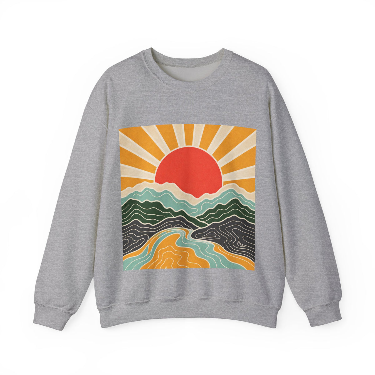Topographic Sunrise Modern Outdoor Art Sweatshirt