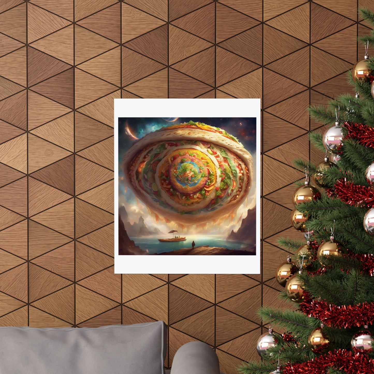 Cosmic Taco Portal Surreal Food Fantasy Art Poster