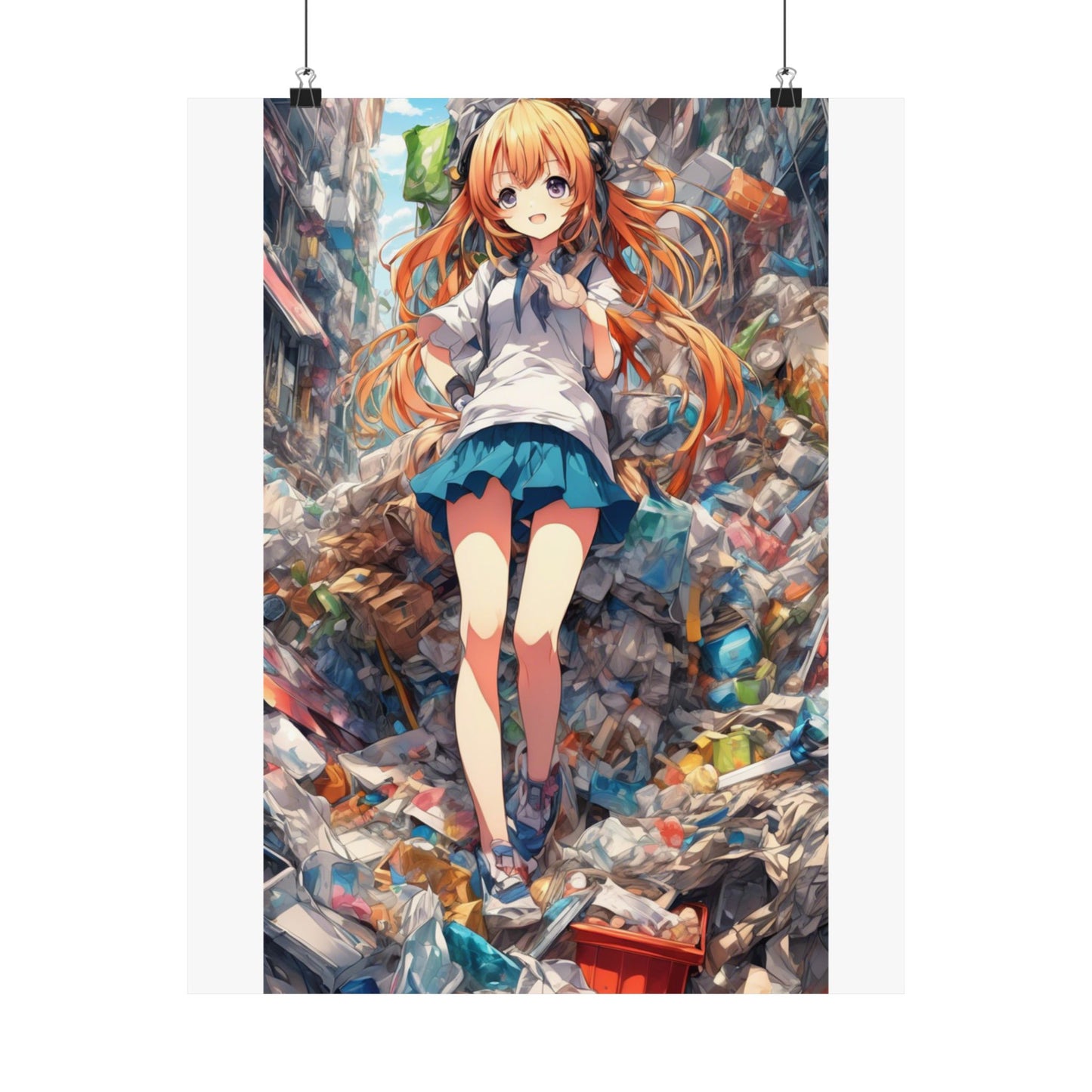 Recycling Rescue Anime Heroine Eco Street Art Poster