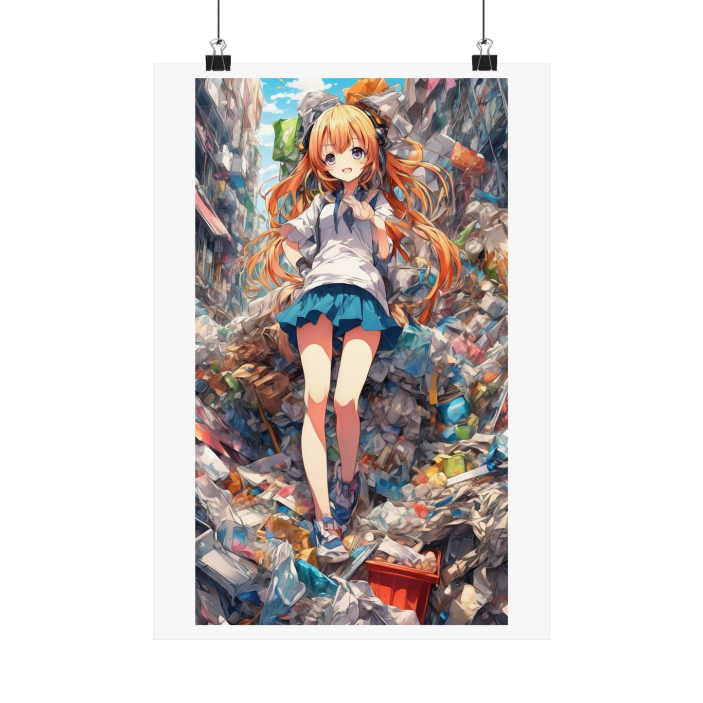 Recycling Rescue Anime Heroine Eco Street Art Poster