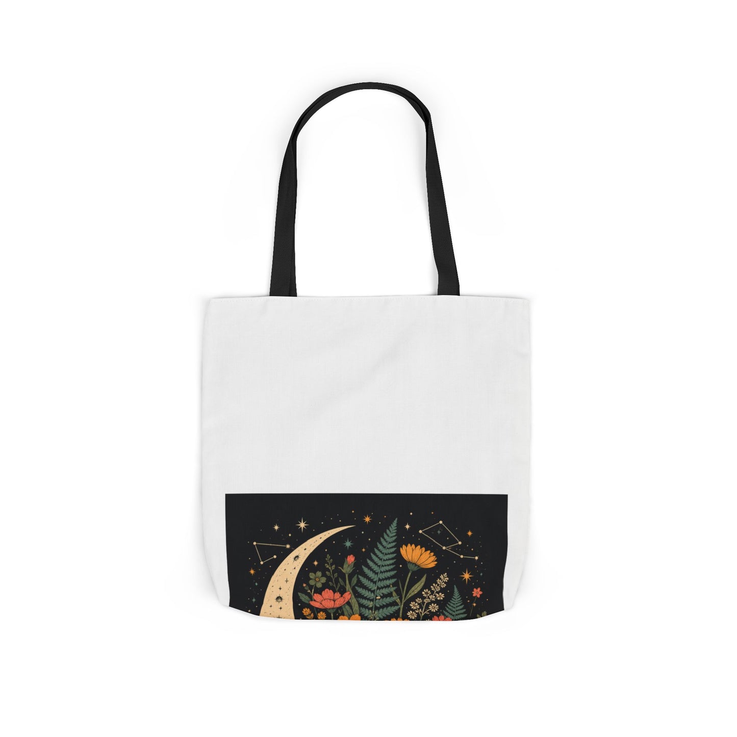 Celestial Wildflower Crescent Moon Botanical Tote Bag