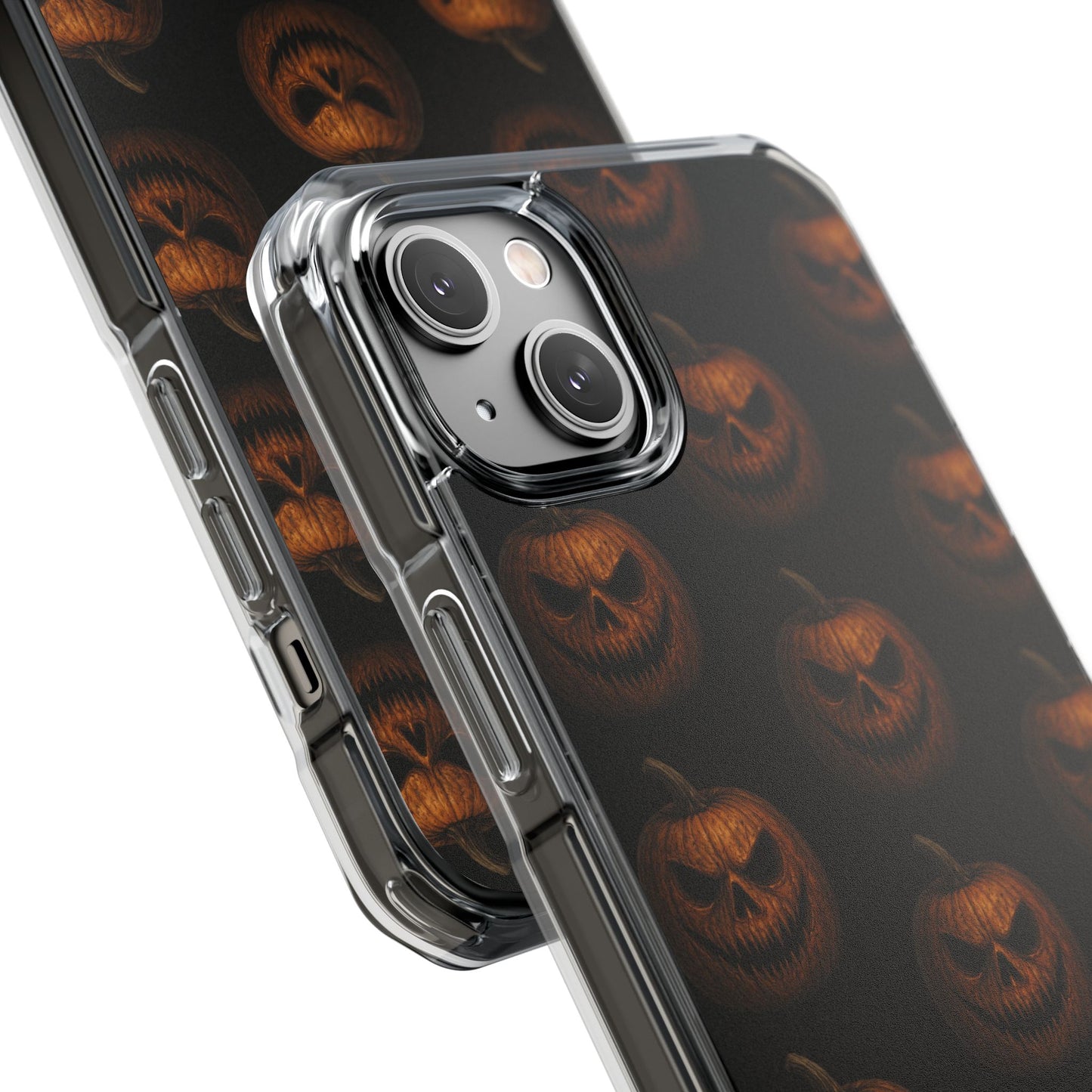 Magnet Cover, Halloween Pumpkin Spooky Phone Case, Horror Jack-O-Lantern Black Case, Magnetic Clear Impact Cover, Scary Cellphone Slim
