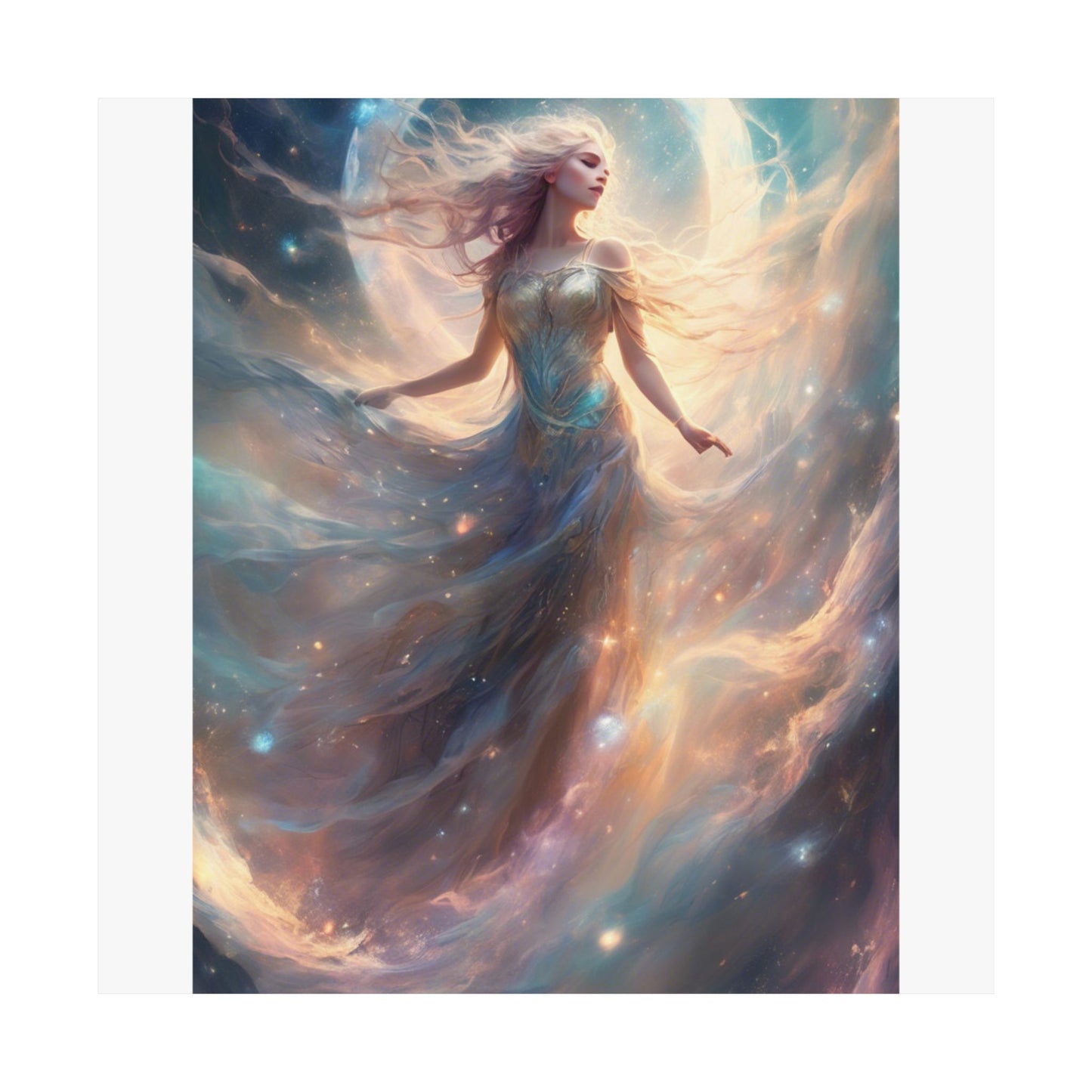 Moonlit Celestial Dancer Fantasy Portrait Poster