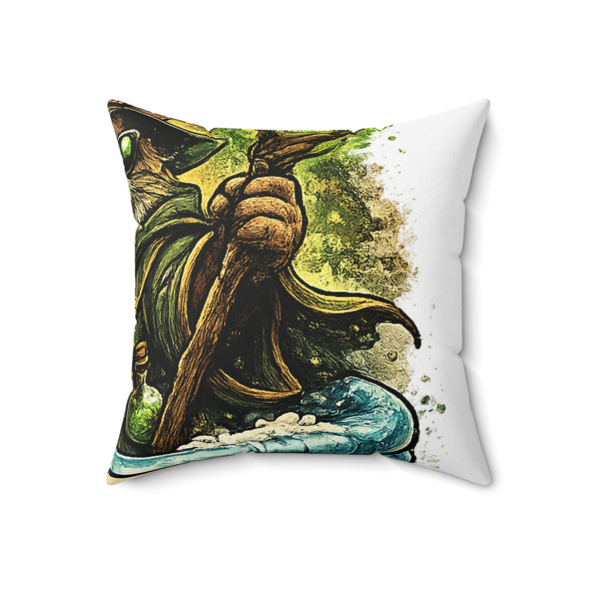 Crazy Cat Wizard Funny Fantasy Decorative Pillow