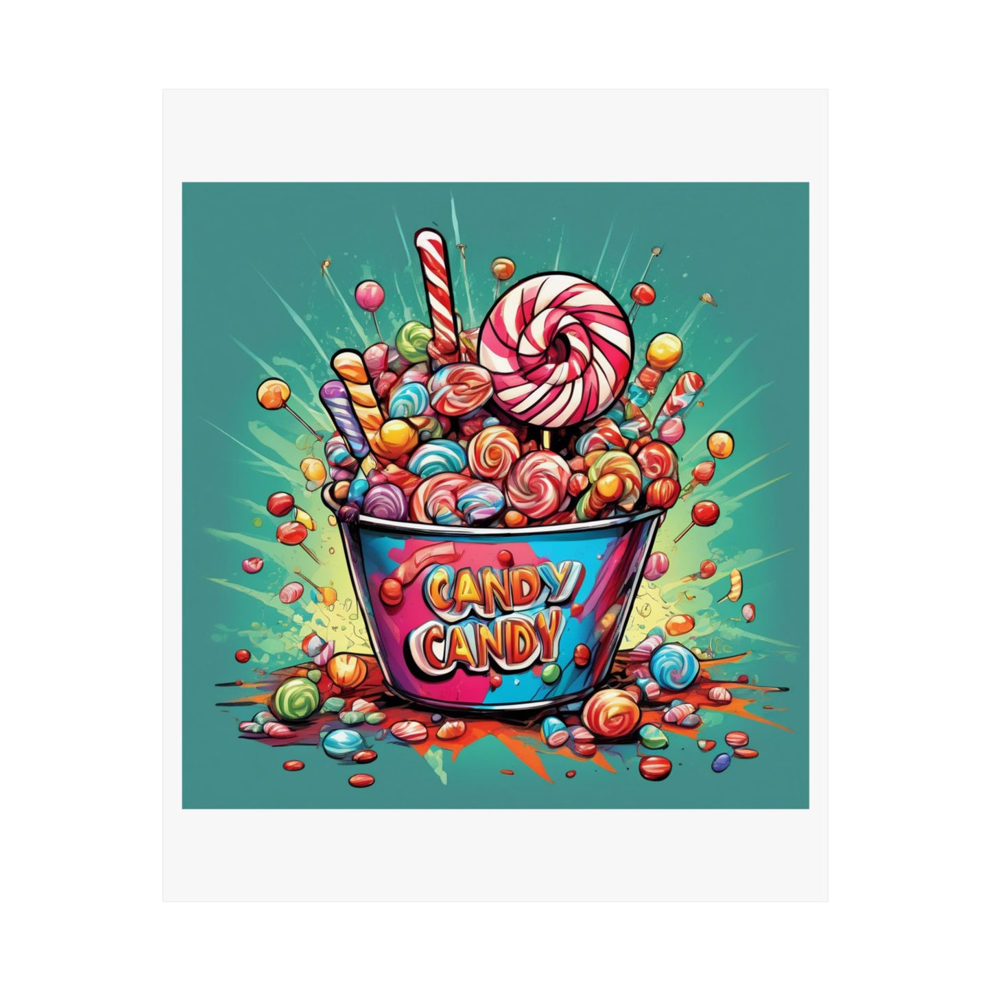 Holiday Candy Bucket Sweets Gift Art Poster