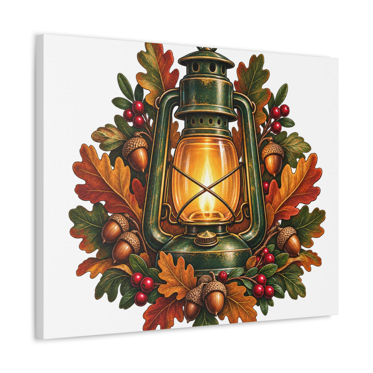 Autumn Oak Lantern and Acorns Canvas