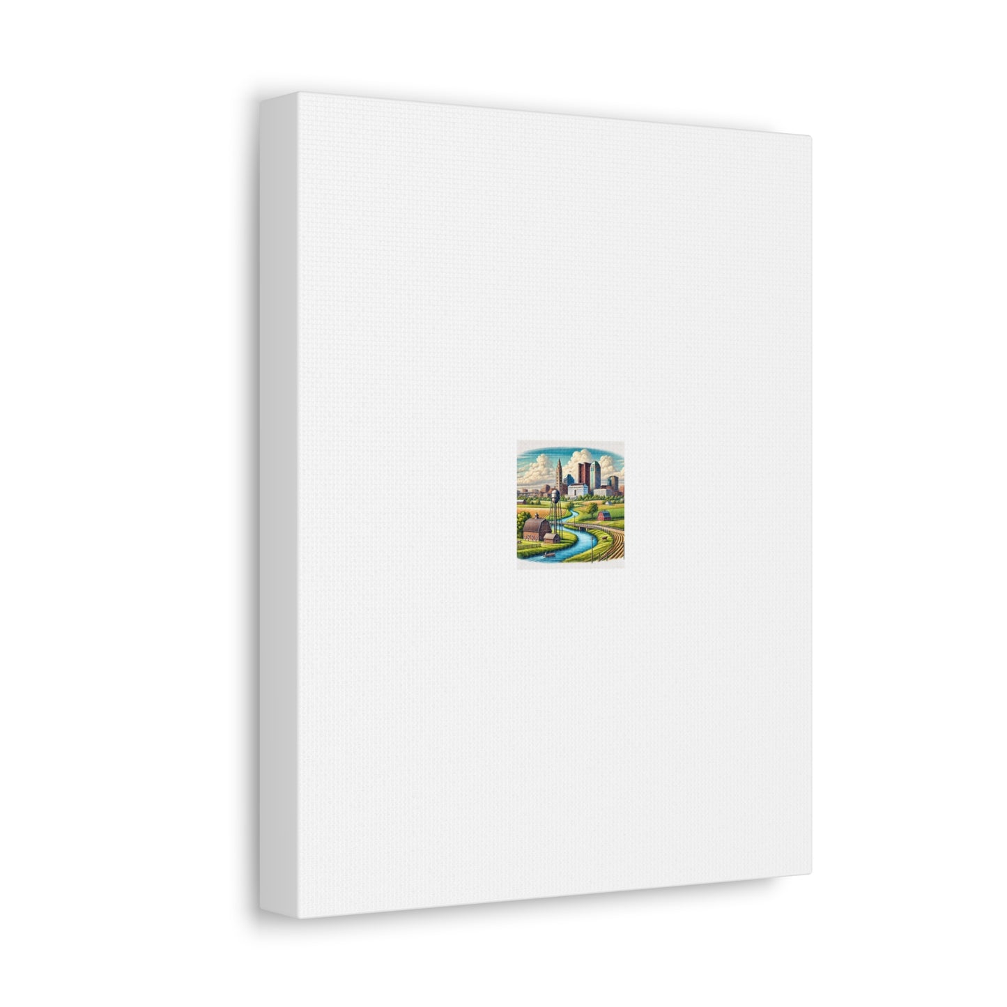 Rural River City Skyline Hometown Landscape Canvas Wall Art