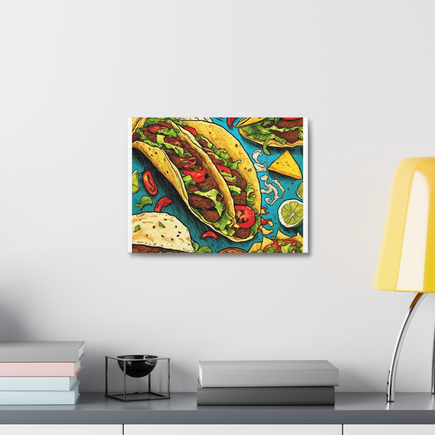 Taco Party Pattern Foodie Gift Art Canvas