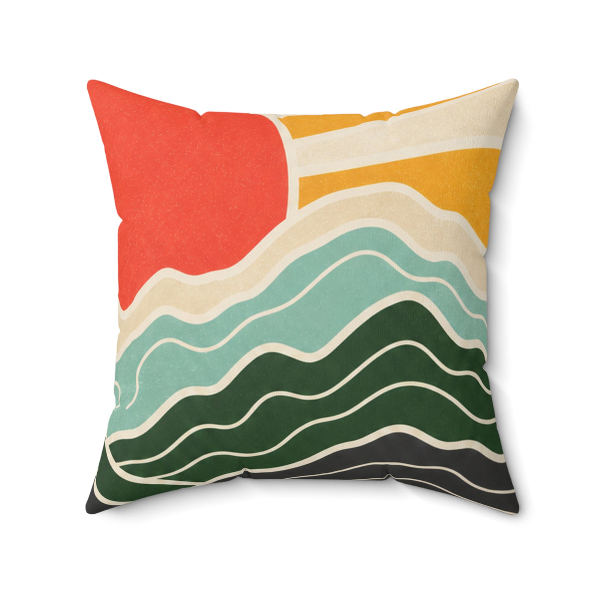 Topographic Sunrise Mid Century Decorative Pillow