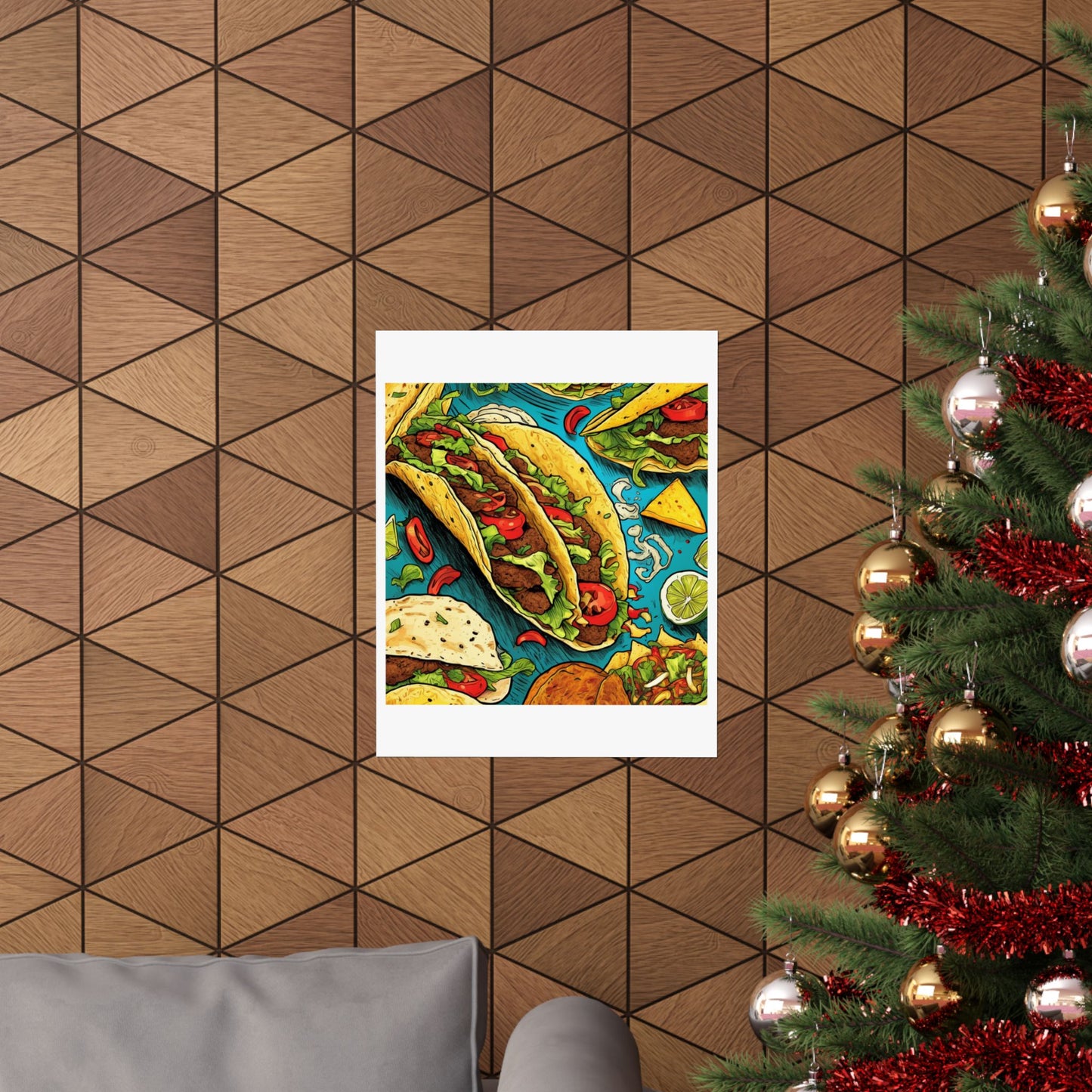 Taco Party Pattern Foodie Gift Art Poster