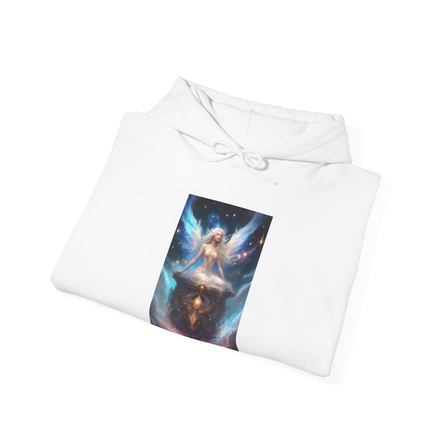 Celestial Winged Meditation Fantasy Portrait Hoodie