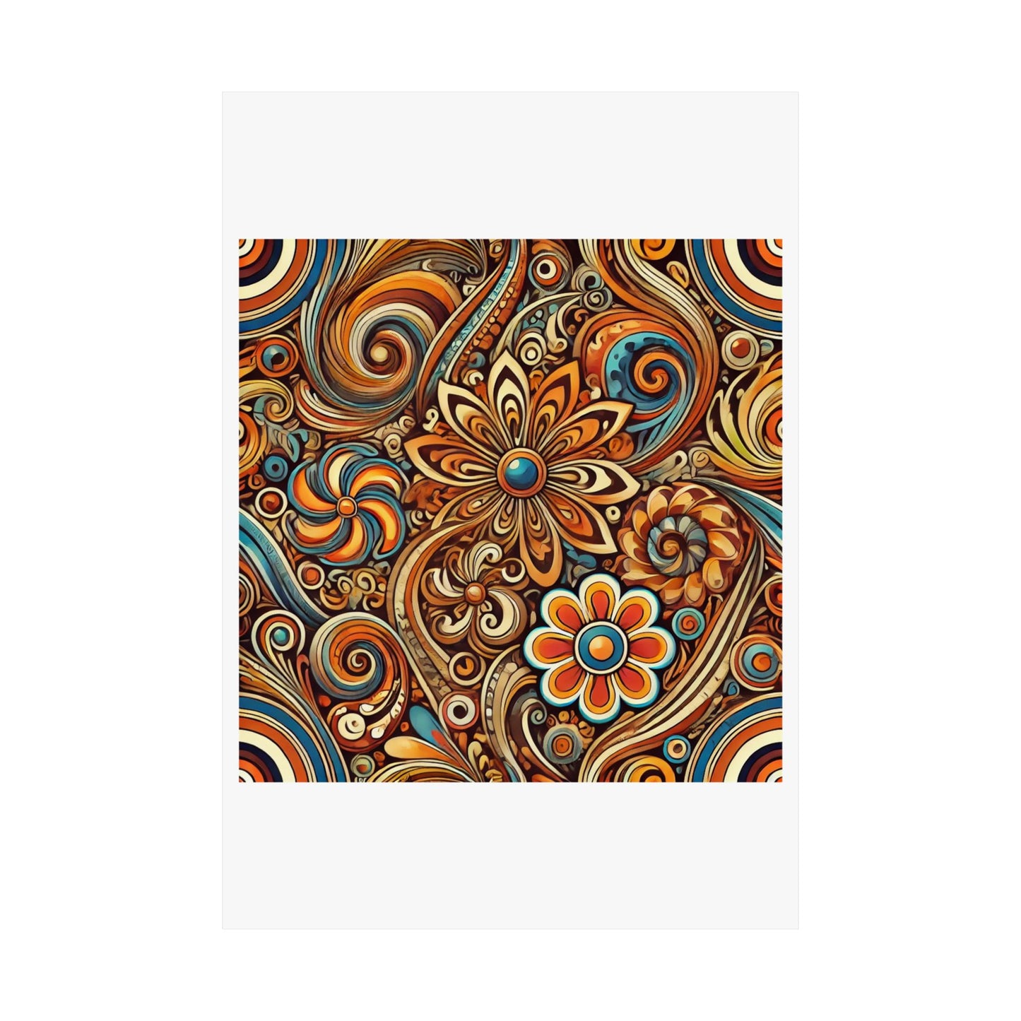 Ornate Abstract Floral Paisley Pattern Poster