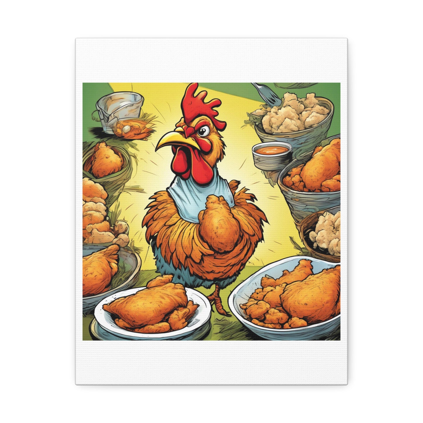 Funny Chicken Fried Food Comfort Food Art Canvas