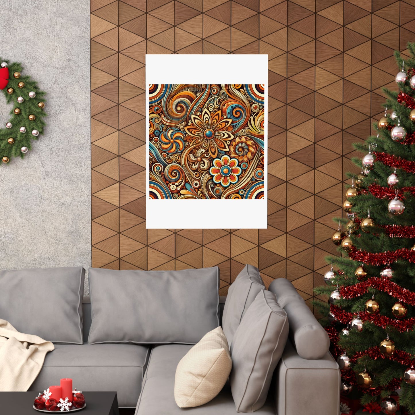 Ornate Abstract Floral Paisley Pattern Poster