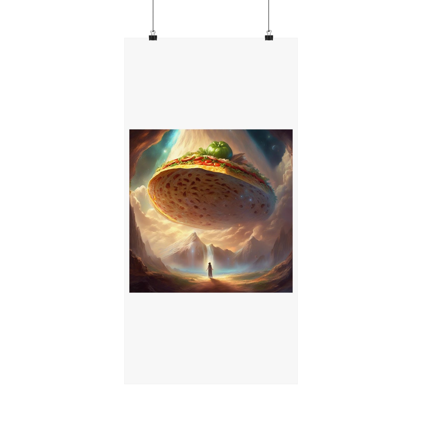 Cosmic Taco UFO Surreal Food Fantasy Art Poster