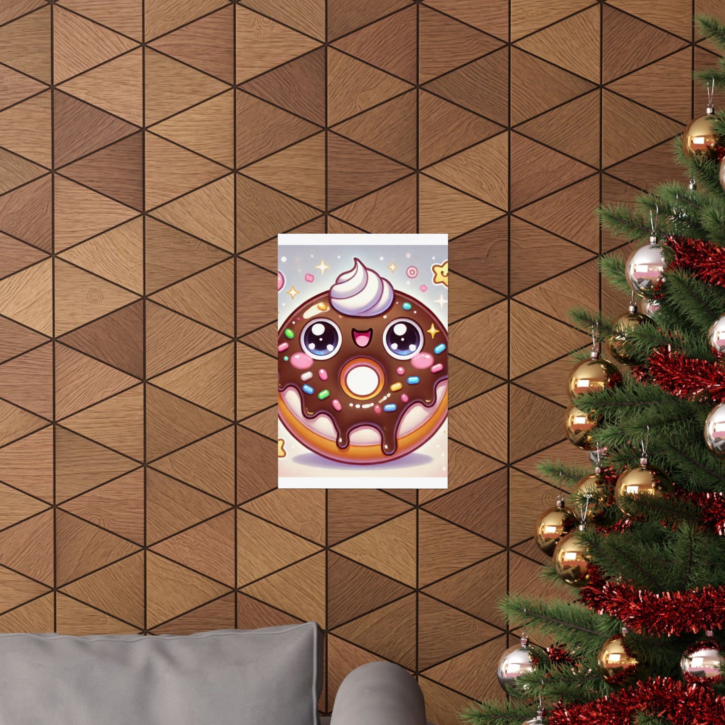 Kawaii Chocolate Donut Cute Dessert Art Poster