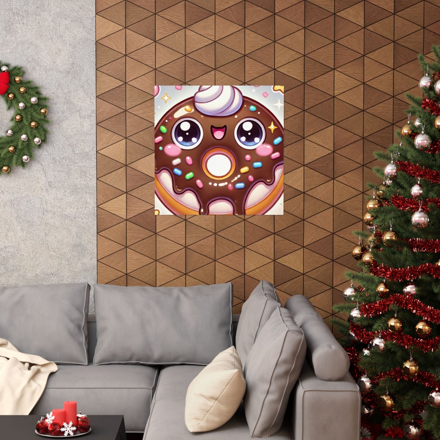 Kawaii Chocolate Donut Cute Dessert Art Poster
