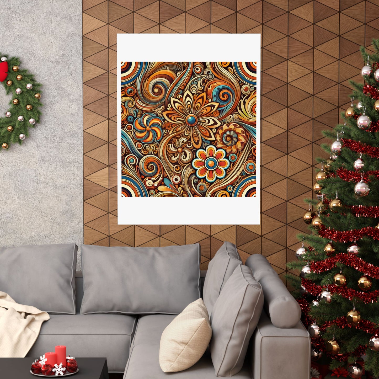 Ornate Abstract Floral Paisley Pattern Poster