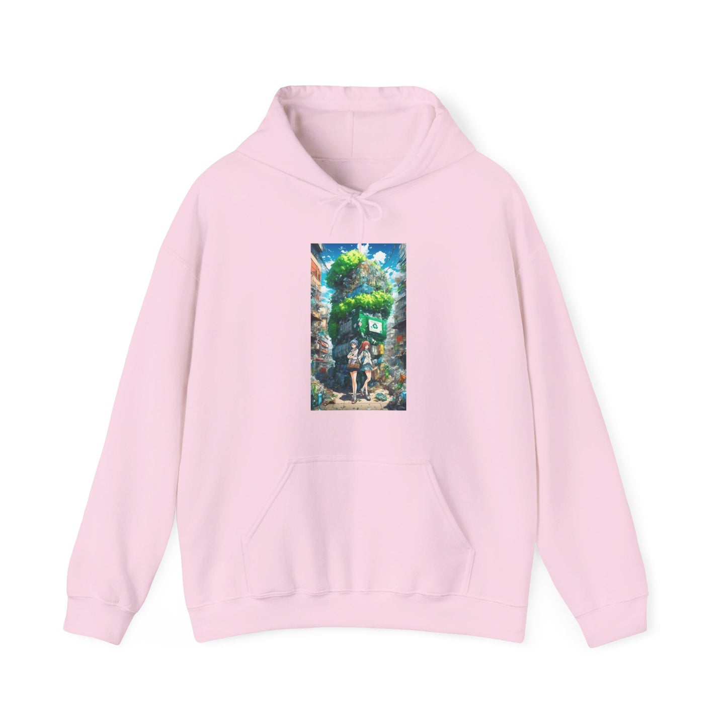 Urban Recycling Anime Friends Eco Graphic Hoodie