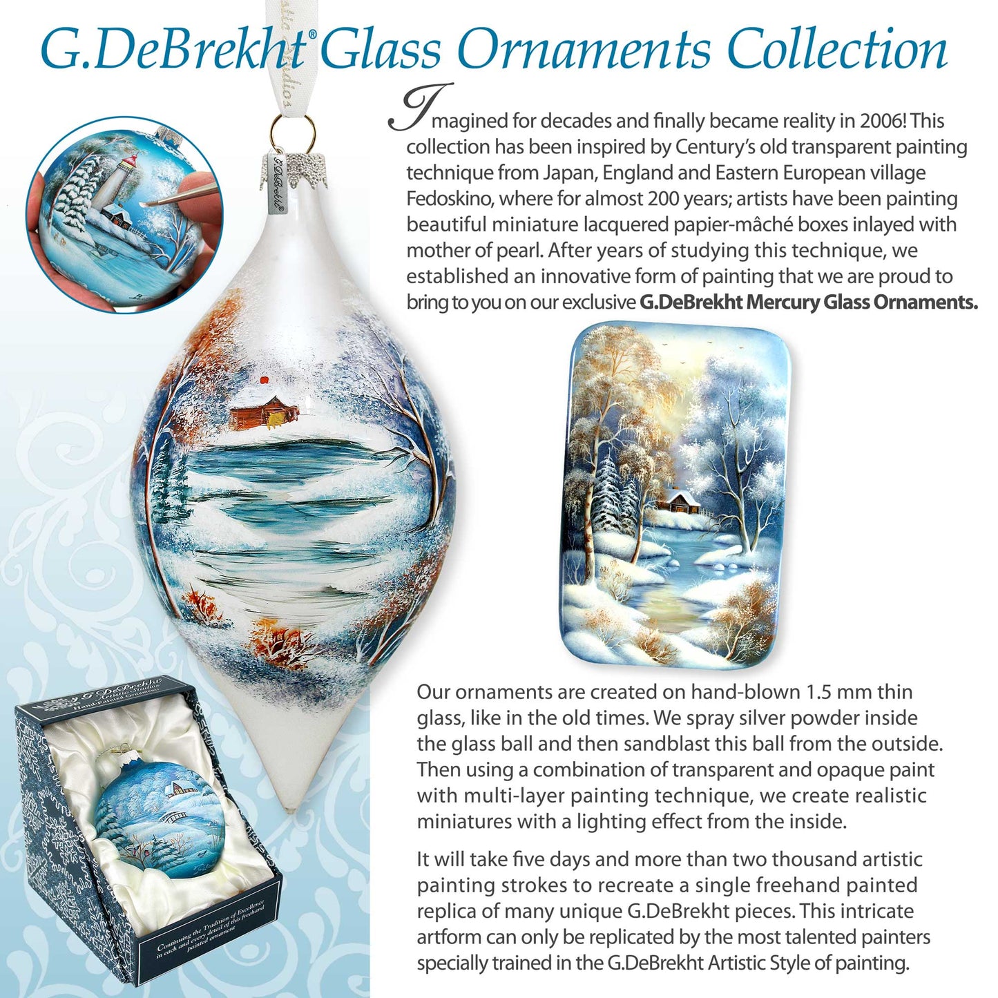 Classical Holy Family Wreath Glass Ornament by G. Debrekht - Nativity Holiday Decor - 759-057