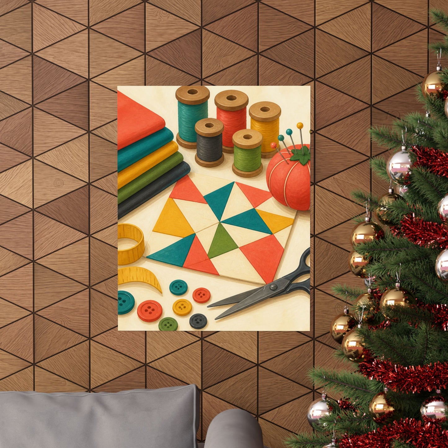 Colorful Sewing and Quilting Hobby Poster