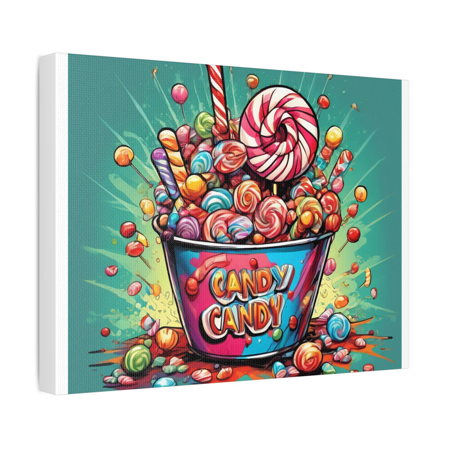 Holiday Candy Bucket Sweets Gift Art Canvas